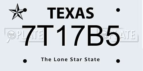7T17B5 Texas License Plate