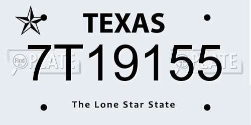 7T19155 Texas License Plate