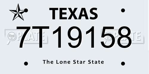 7T19158 Texas License Plate