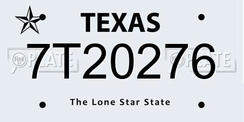 7T20276 Texas License Plate