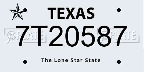 7T20587 Texas License Plate