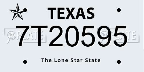 7T20595 Texas License Plate