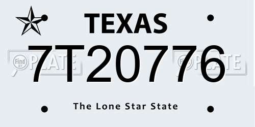 7T20776 Texas License Plate