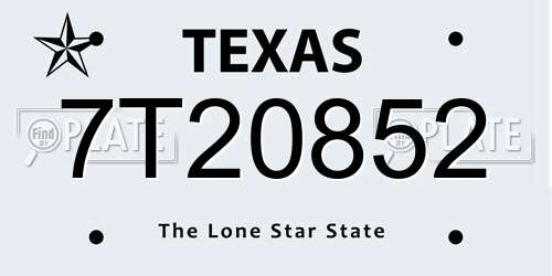 7T20852 Texas License Plate