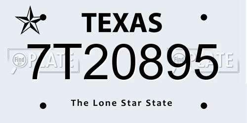 7T20895 Texas License Plate