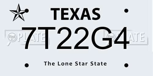 7T22G4 Texas License Plate