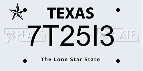 7T25I3 Texas License Plate
