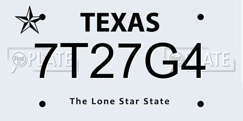 7T27G4 Texas License Plate