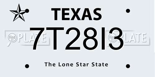 7T28I3 Texas License Plate