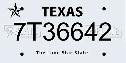 7T36642 Texas License Plate