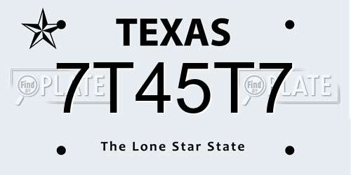 7T45T7 Texas License Plate