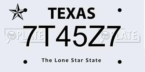 7T45Z7 Texas License Plate