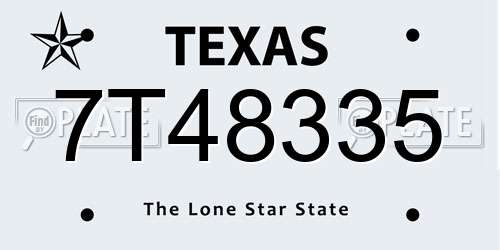 7T48335 Texas License Plate