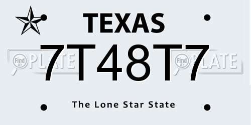 7T48T7 Texas License Plate