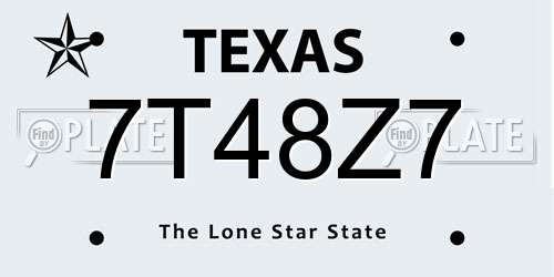 7T48Z7 Texas License Plate