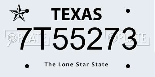 7T55273 Texas License Plate