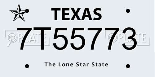 7T55773 Texas License Plate