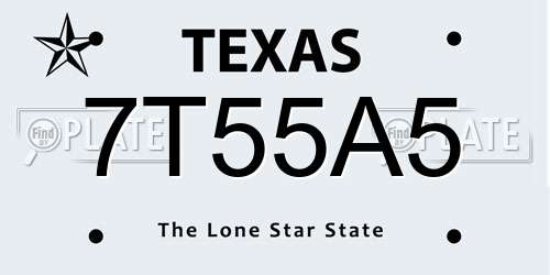 7T55A5 Texas License Plate