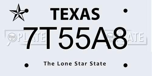 7T55A8 Texas License Plate