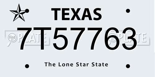 7T57763 Texas License Plate