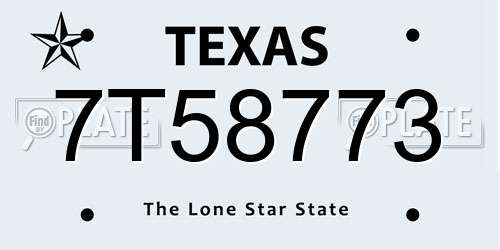 7T58773 Texas License Plate