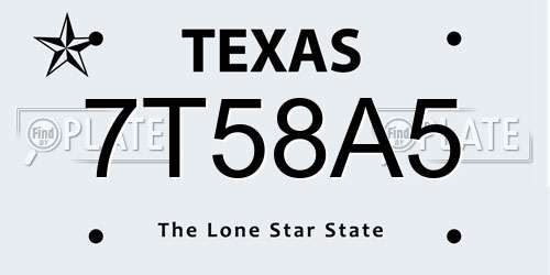 7T58A5 Texas License Plate