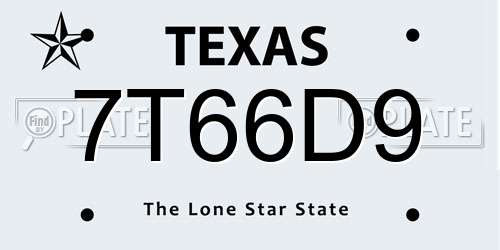 7T66D9 Texas License Plate