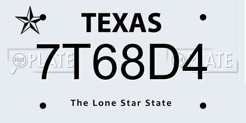 7T68D4 Texas License Plate