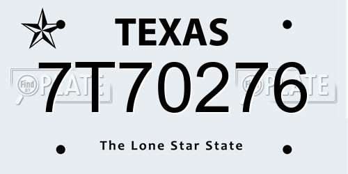 7T70276 Texas License Plate