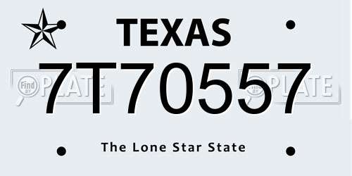 7T70557 Texas License Plate