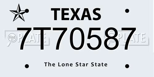 7T70587 Texas License Plate