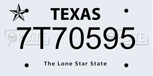 7T70595 Texas License Plate
