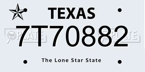 7T70882 Texas License Plate