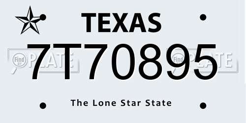 7T70895 Texas License Plate