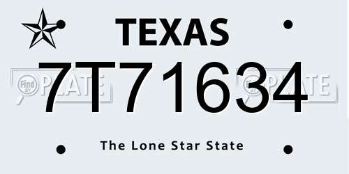 7T71634 Texas License Plate