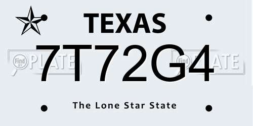 7T72G4 Texas License Plate