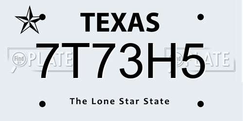 7T73H5 Texas License Plate