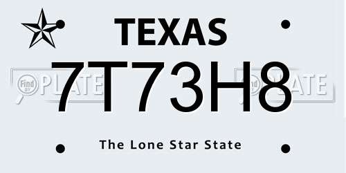 7T73H8 Texas License Plate