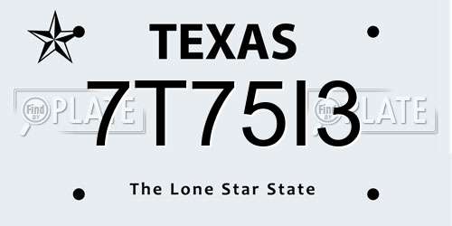 7T75I3 Texas License Plate