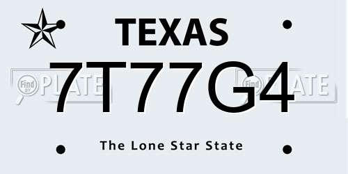 7T77G4 Texas License Plate