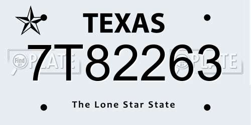 7T82263 Texas License Plate