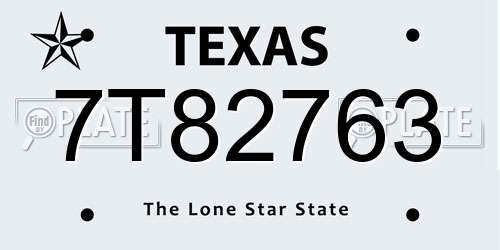 7T82763 Texas License Plate