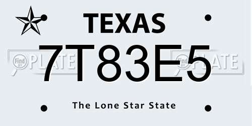 7T83E5 Texas License Plate
