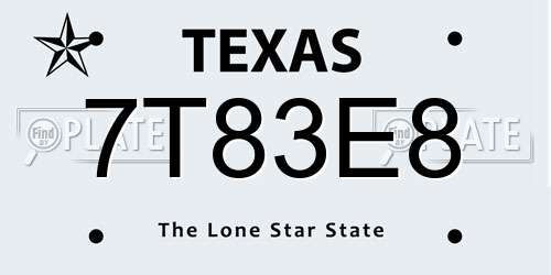 7T83E8 Texas License Plate