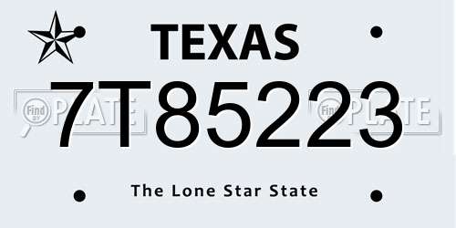 7T85223 Texas License Plate