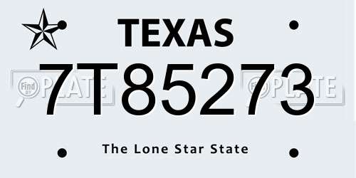 7T85273 Texas License Plate