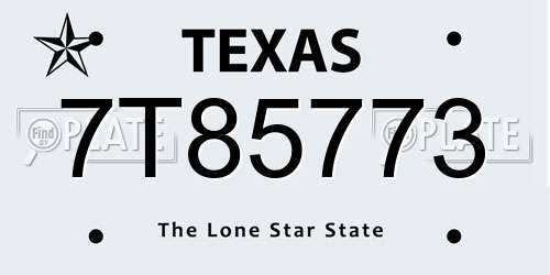 7T85773 Texas License Plate