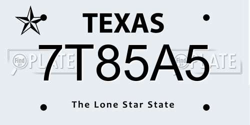 7T85A5 Texas License Plate