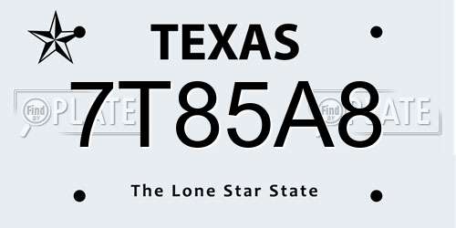 7T85A8 Texas License Plate