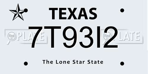 7T93I2 Texas License Plate